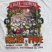 J- Vintage '96 Feaster Five Thanksgiving Run Graphic Made In USA Cropped Long Sleeve - L