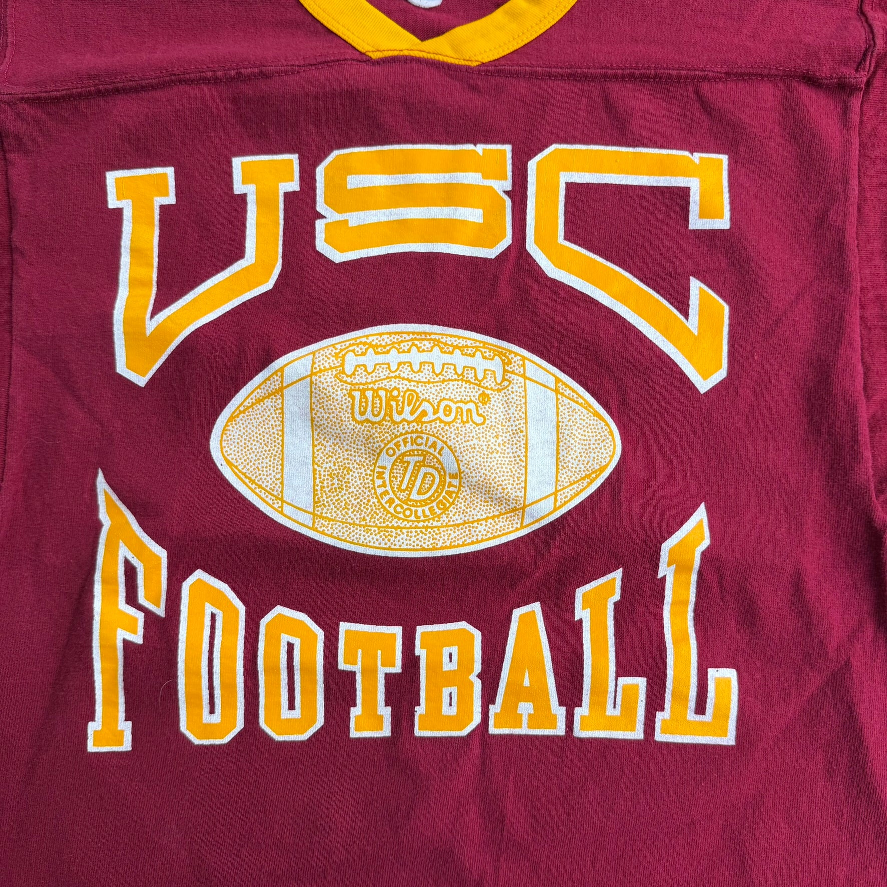 J- Vintage University Of Southern California Trojans Football Made In USA Jersey Style Tee - M