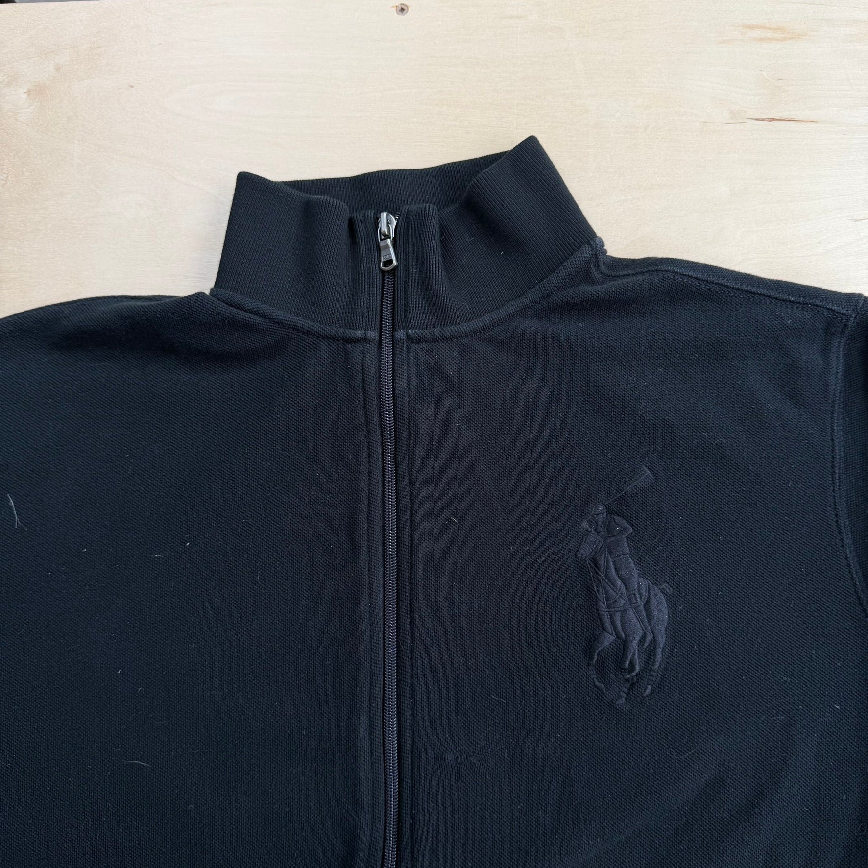 J- Vintage Polo RL Embroidered Logo Black Track Jacket - XL