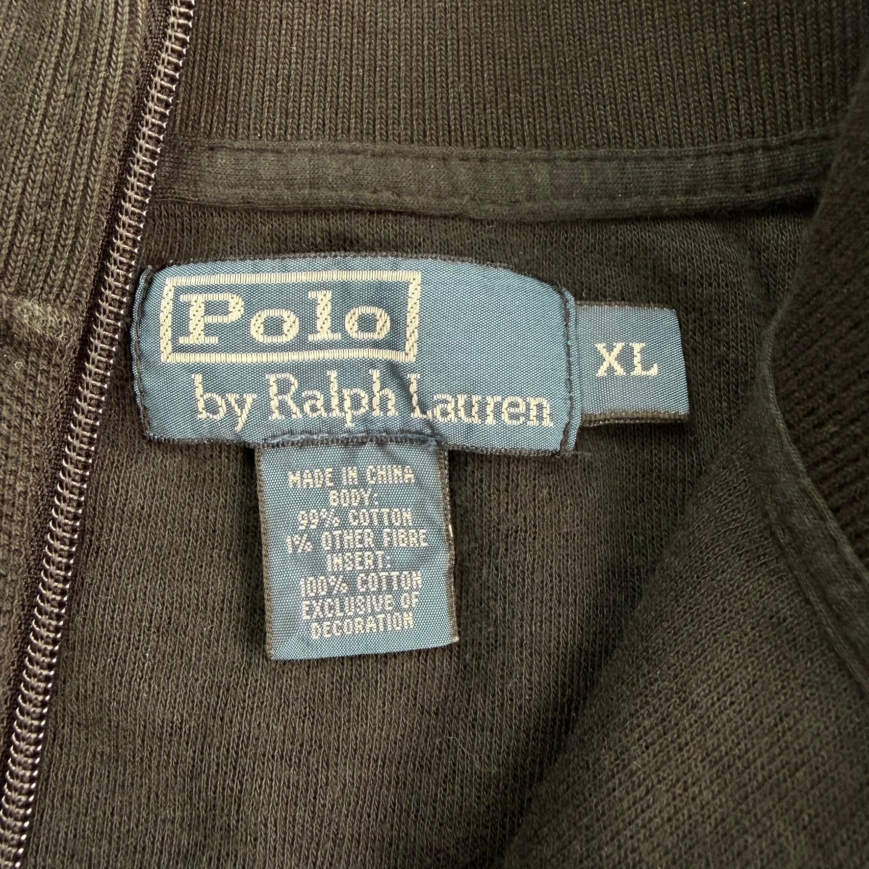 J- Vintage Polo RL Embroidered Logo Black Track Jacket - XL