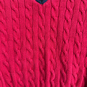 J- Vintage Gap Red & Plaid Green Pattern Knit Sweater - XL