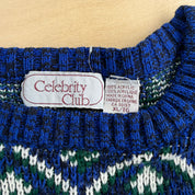 J- Vintage Celebrity Club Patterned Knit Sweater - XL