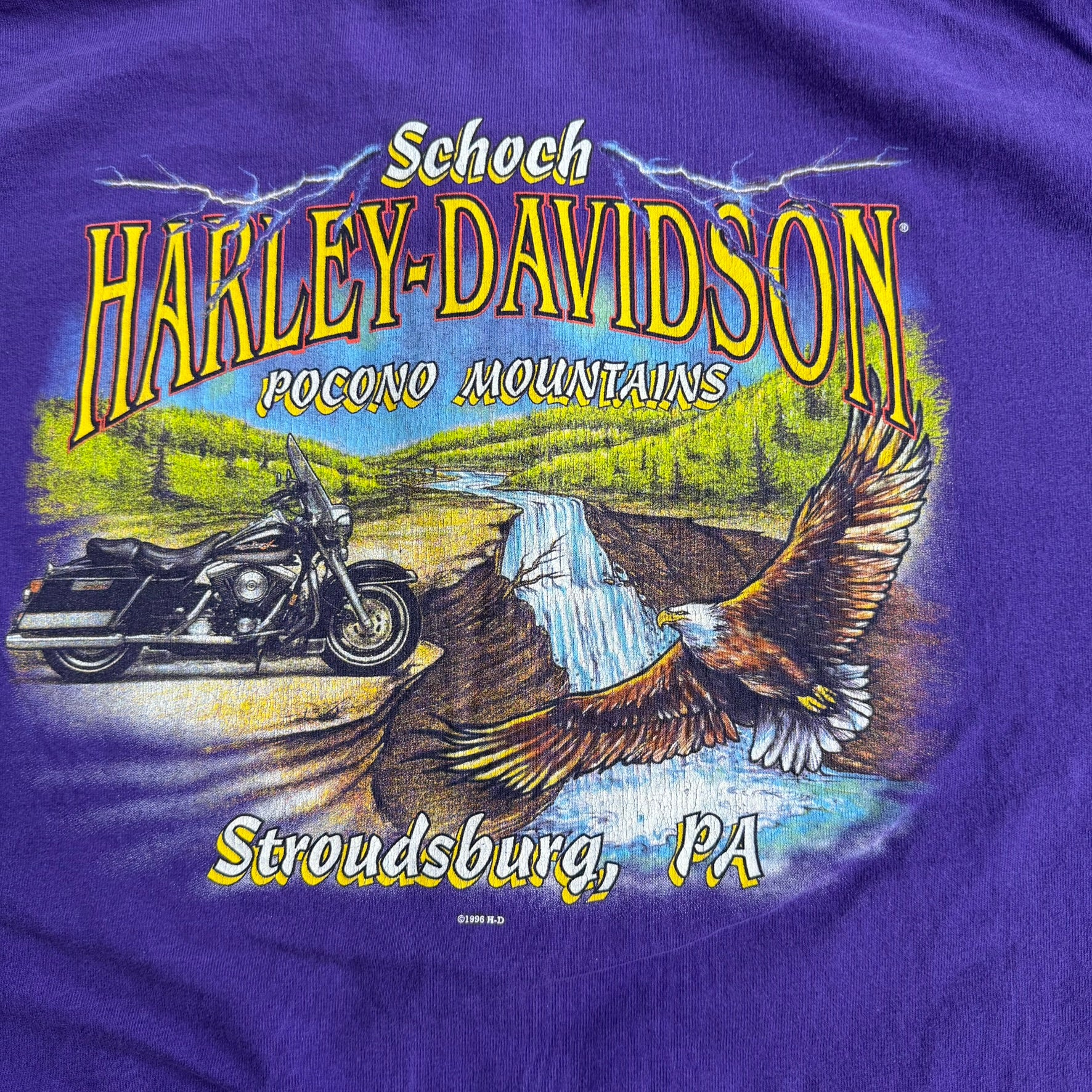 J- Vintage '96 Harley Davidson Stroudsburg Pa Graphic Made In USA Long Sleeve Henley Tee - XL