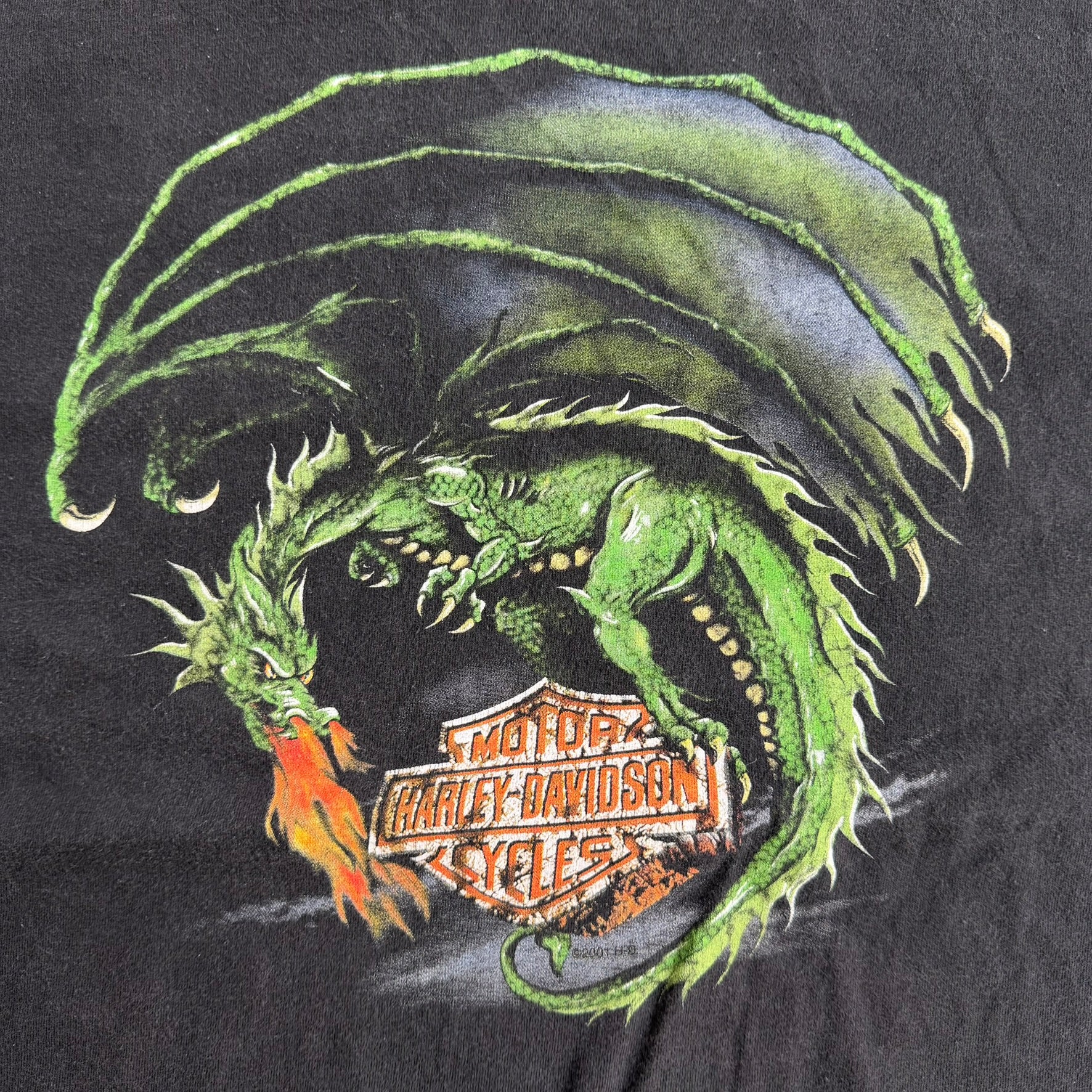 J- Vintage '01 Harley Davidson Reno Nevada Dragon Graphic Made In USA Tee - 3XL