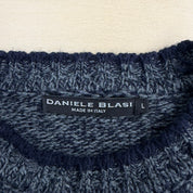 J- Vintage Daniele Blasi Made In Italy Grey & Navy Knit Sweater - L