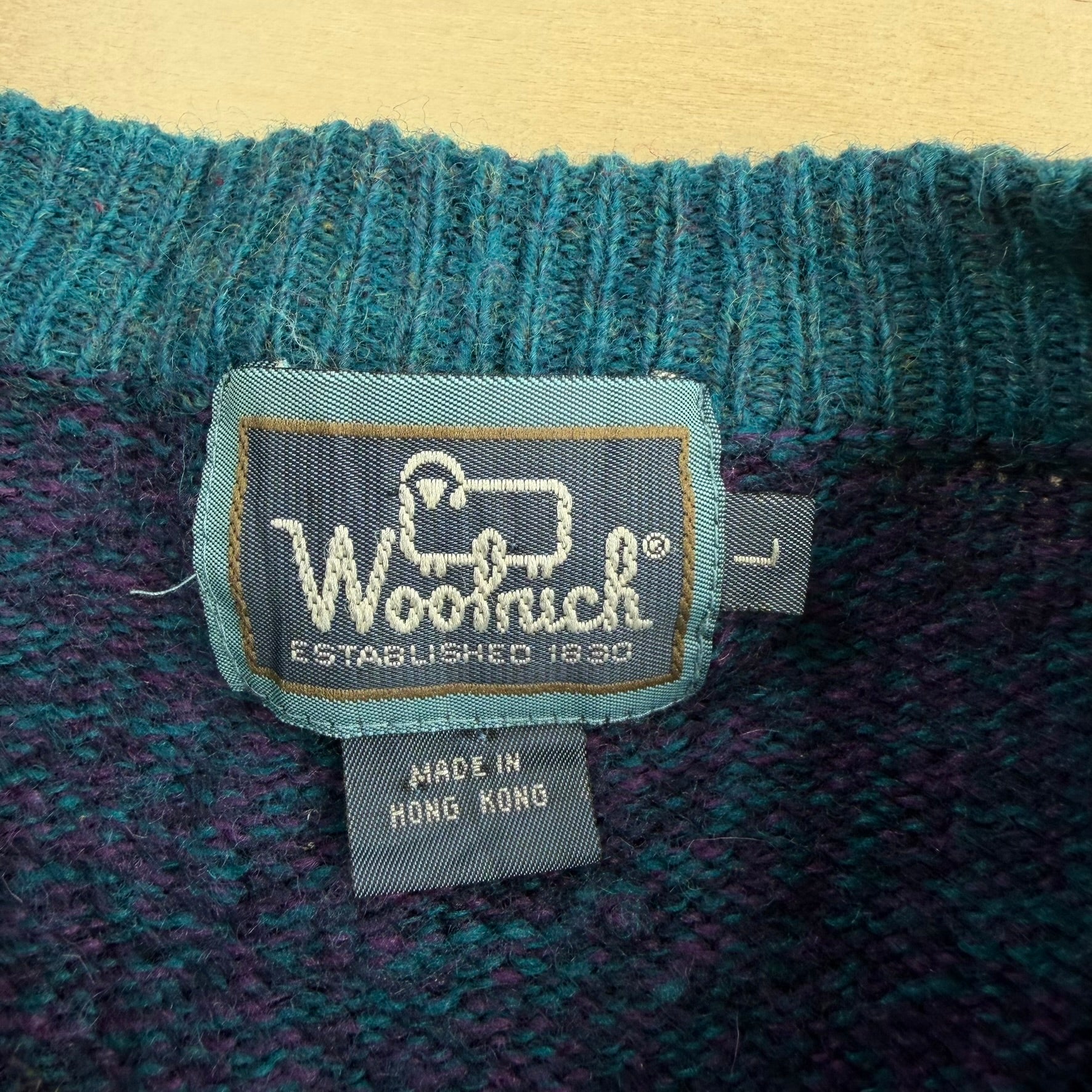 J- Vintage Woolrich Purple & Teal Knit Sweater - L