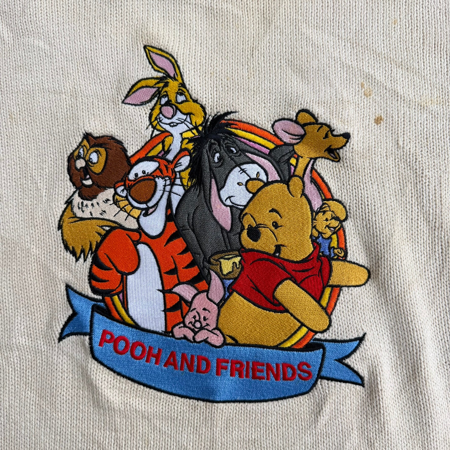 J- Vintage Disney Pooh & Friends Embroidered Knit Sweater - 3XL