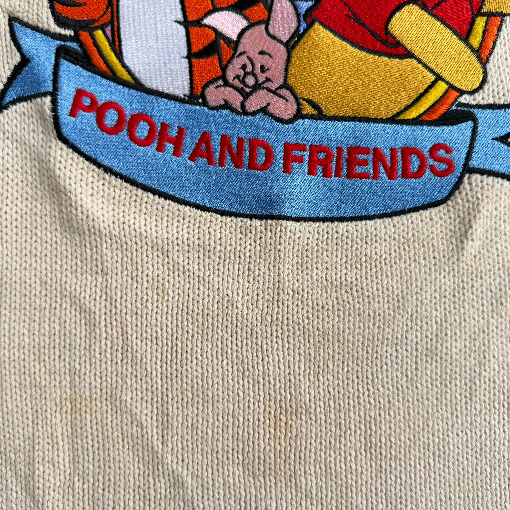 J- Vintage Disney Pooh & Friends Embroidered Knit Sweater - 3XL
