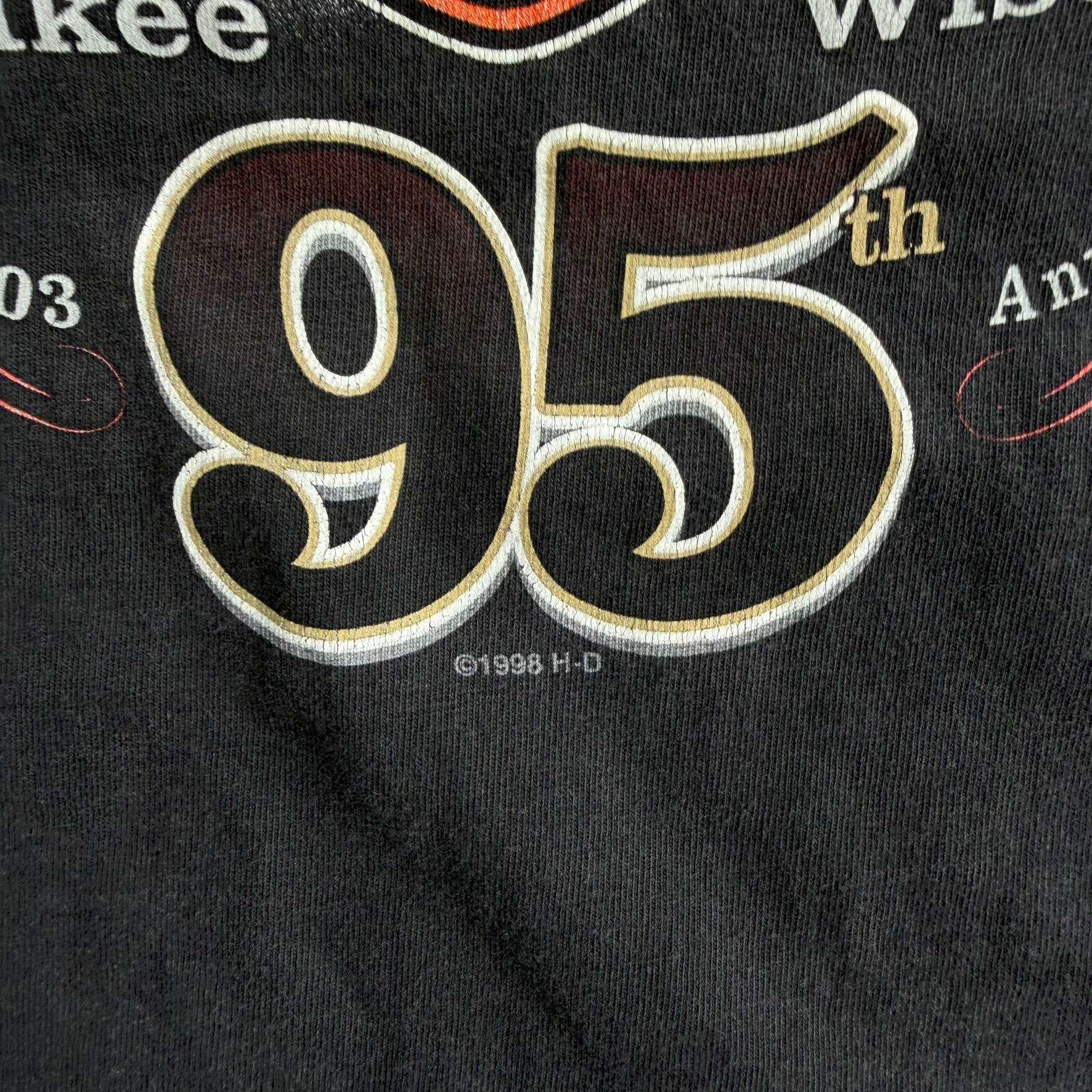 J- Vintage '98 Harley Davidson 95th Anniversary Graphic Marina Del Rey Ca Made In USA Tee - 2XL