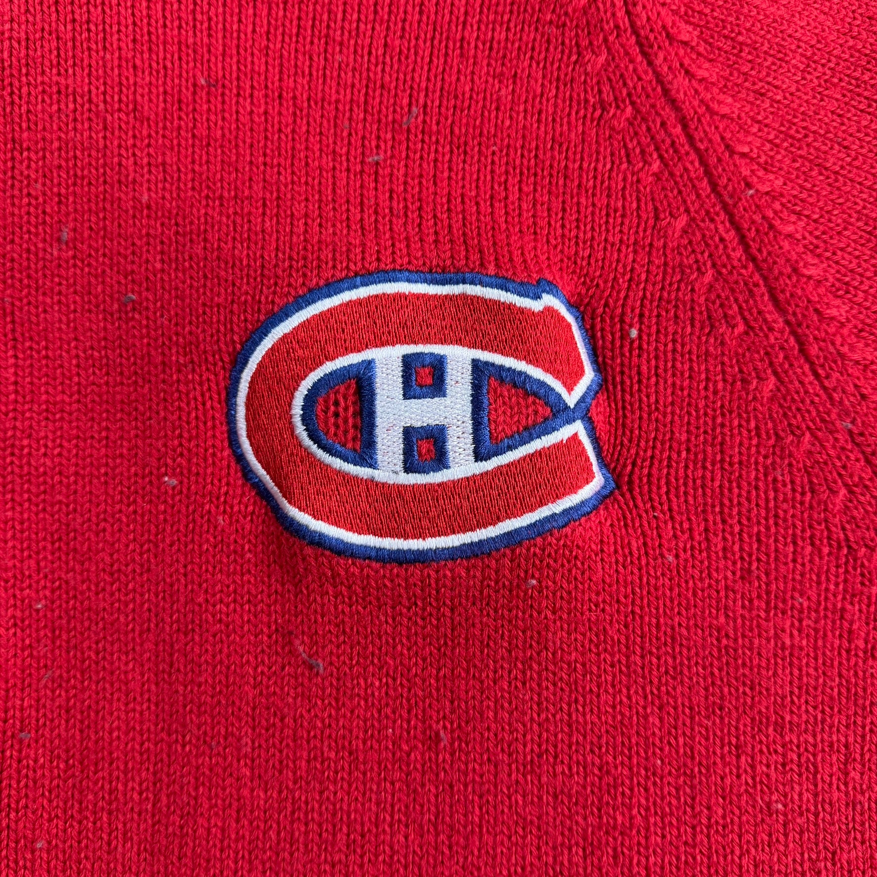 J- Vintage Montreal Canadiens NHL Zip Up Knit Sweater - XL