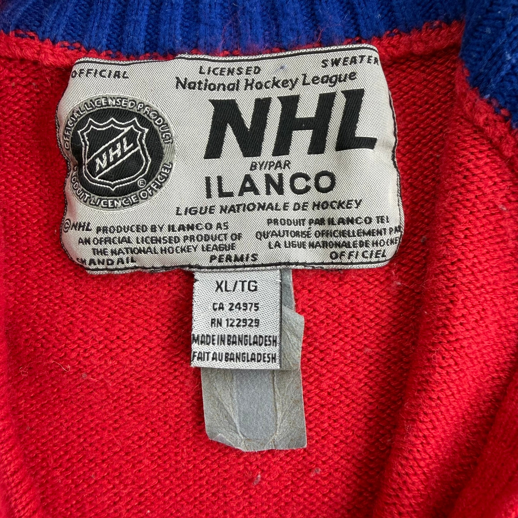 J- Vintage Montreal Canadiens NHL Zip Up Knit Sweater - XL