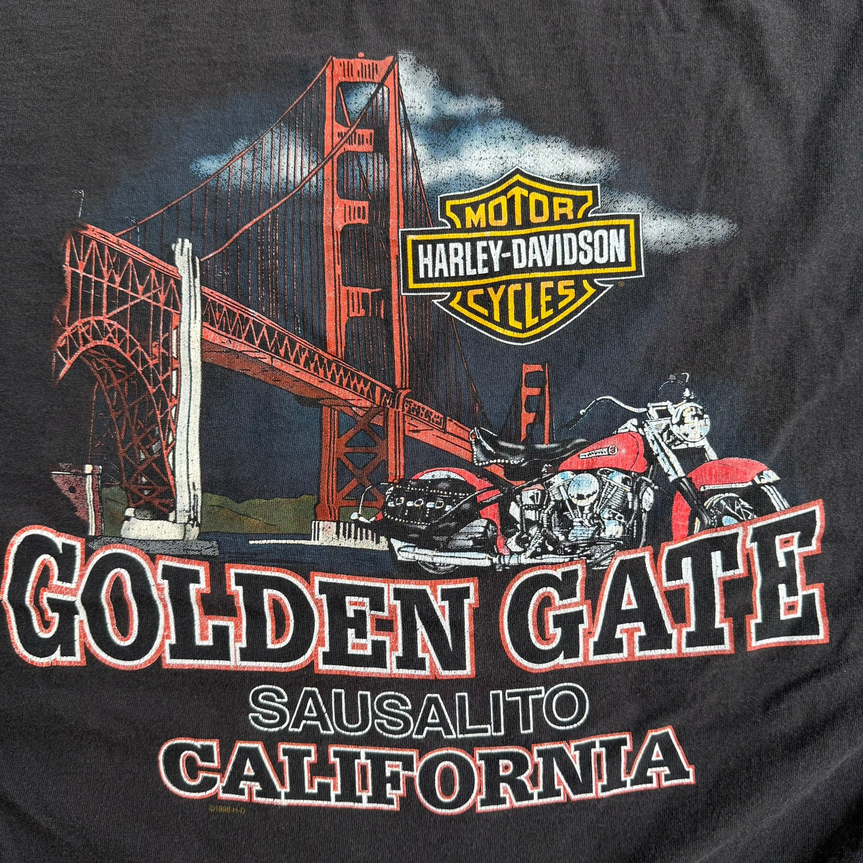 J- Vintage '99 Harley Davidson Golden Gate Bridge Live To Ride Made In USA Long Sleeve Tee - XL