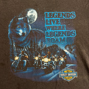 J- Vintage 90s Harley Davidson Legends Live Where Legends Roam Graphic Made In USA Single Stitch Tee - M