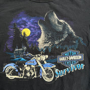 J- Vintage '93 Harley Davidson Daytona Beach Florida Survivor Made In USA Double Collar Tee - L