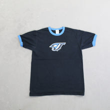 Load image into Gallery viewer, D- Vintage 2004 Toronto Blue Jays MLB Bulletin Logo Ringer Tee
