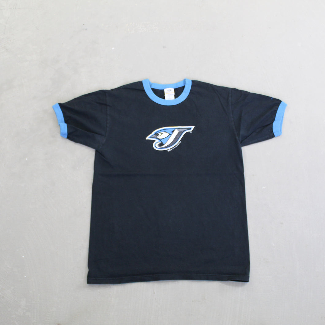 D- Vintage 2004 Toronto Blue Jays MLB Bulletin Logo Ringer Tee