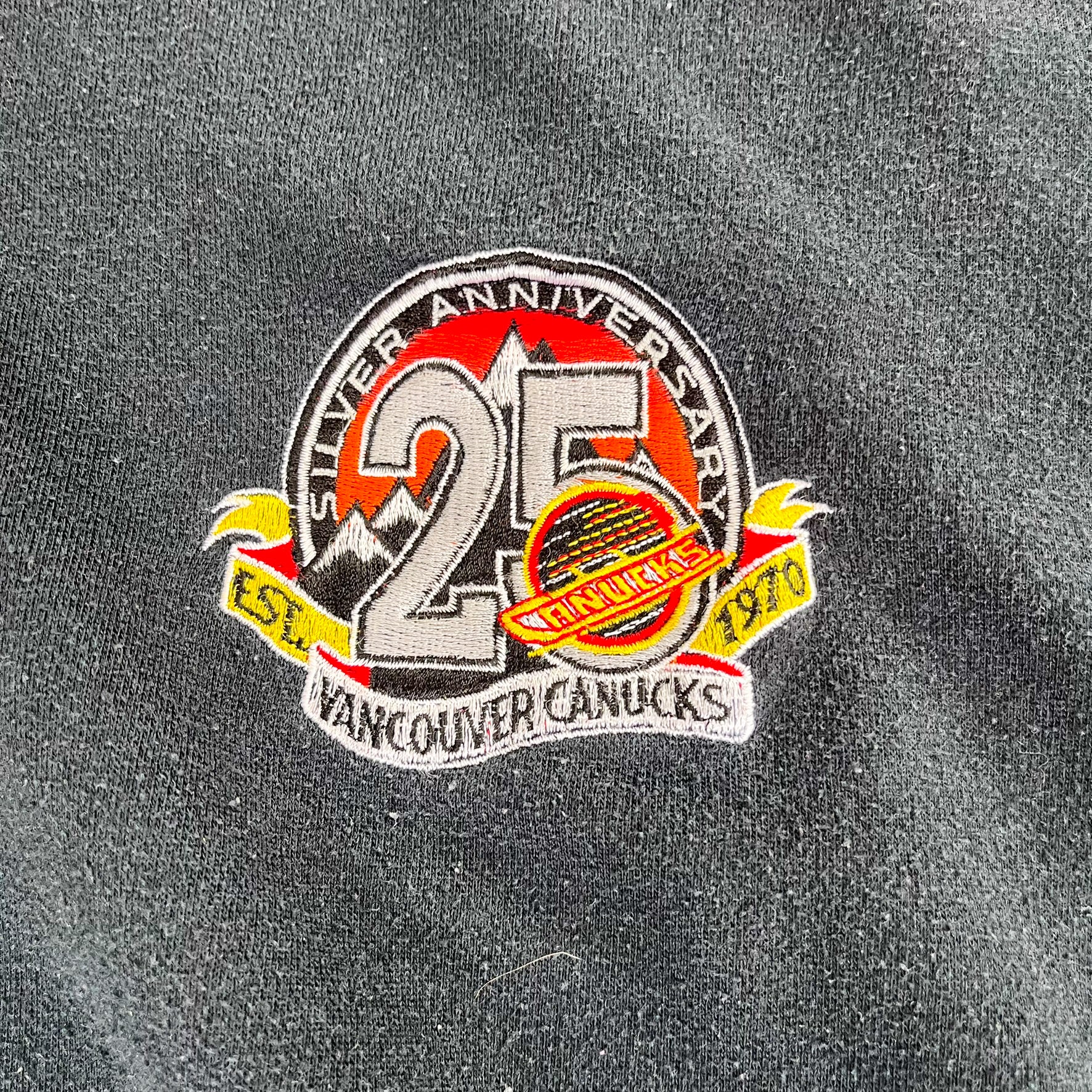 F- Vintage '95 Vancouver Canucks NHL Starter 25th Anniversary Embroidered Crewneck
