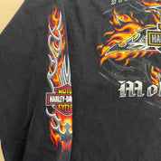 J- Vintage '08 Harley Davidson Saskatoon Flame Graphic Long Sleeve Tee - XL