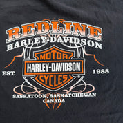 J- Vintage '08 Harley Davidson Saskatoon Flame Graphic Long Sleeve Tee - XL