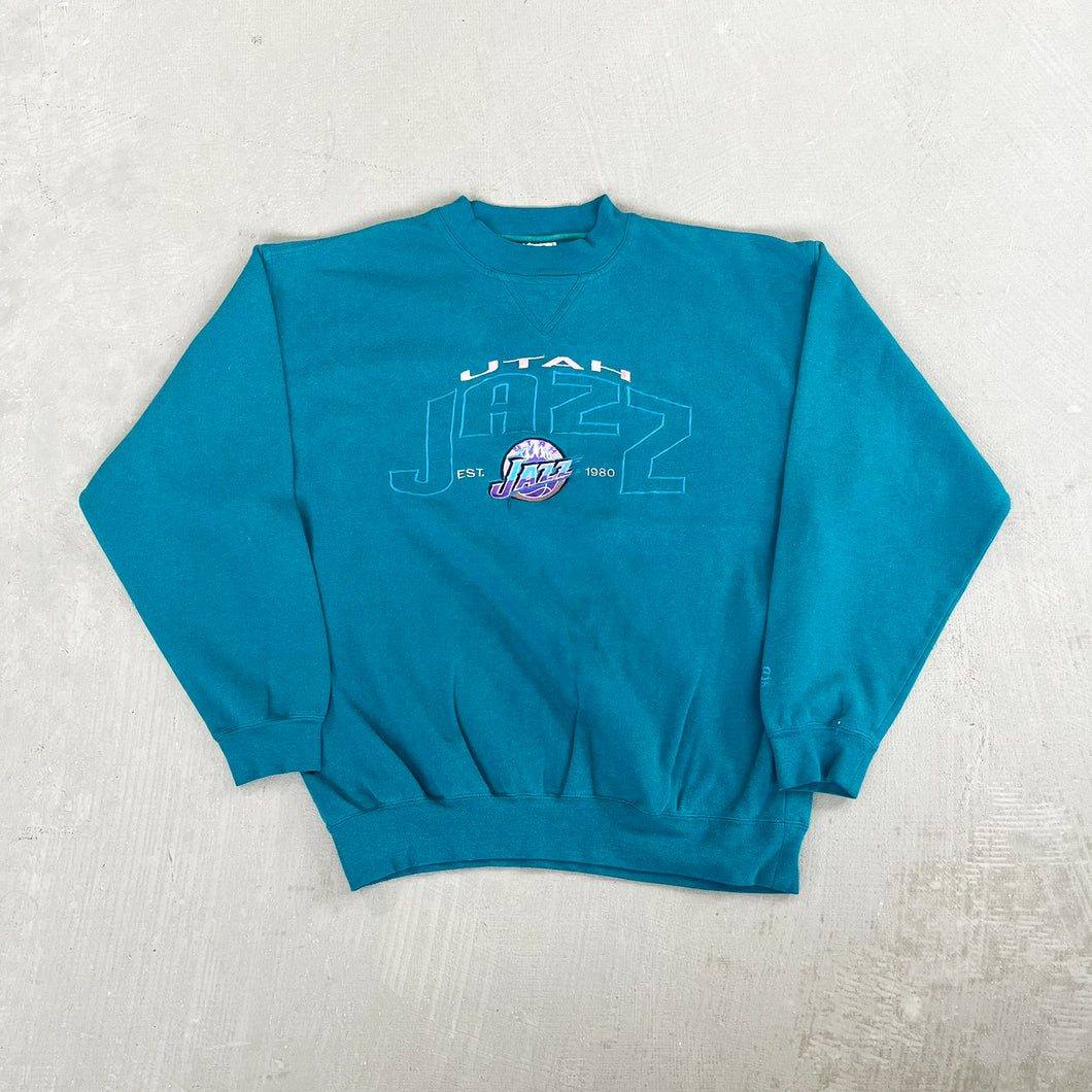 F- Vintage Utah Jazz NBA Lee Embroidered Logo & Text Crewneck