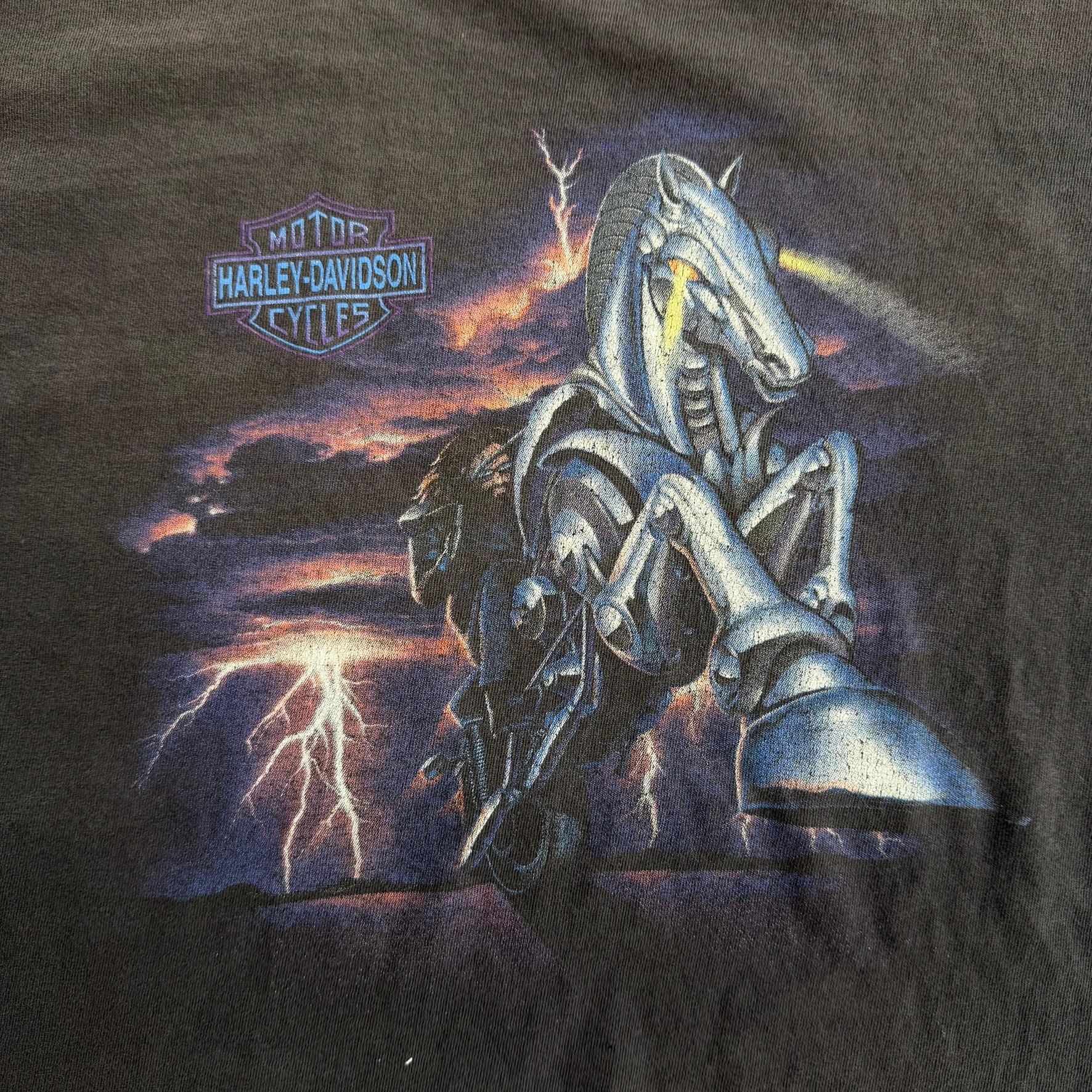 J- Vintage 90s Harley Davidson Virginia Beach Horse Graphic Made In USA Single Stitch Tee - L