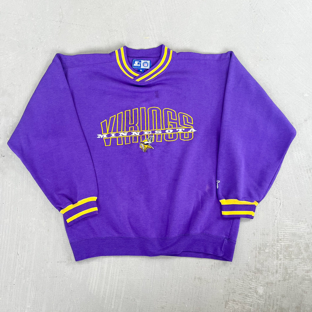 F- Vintage Minnesota Vikings NFL Starter Embroidered Logo & Text Crewneck
