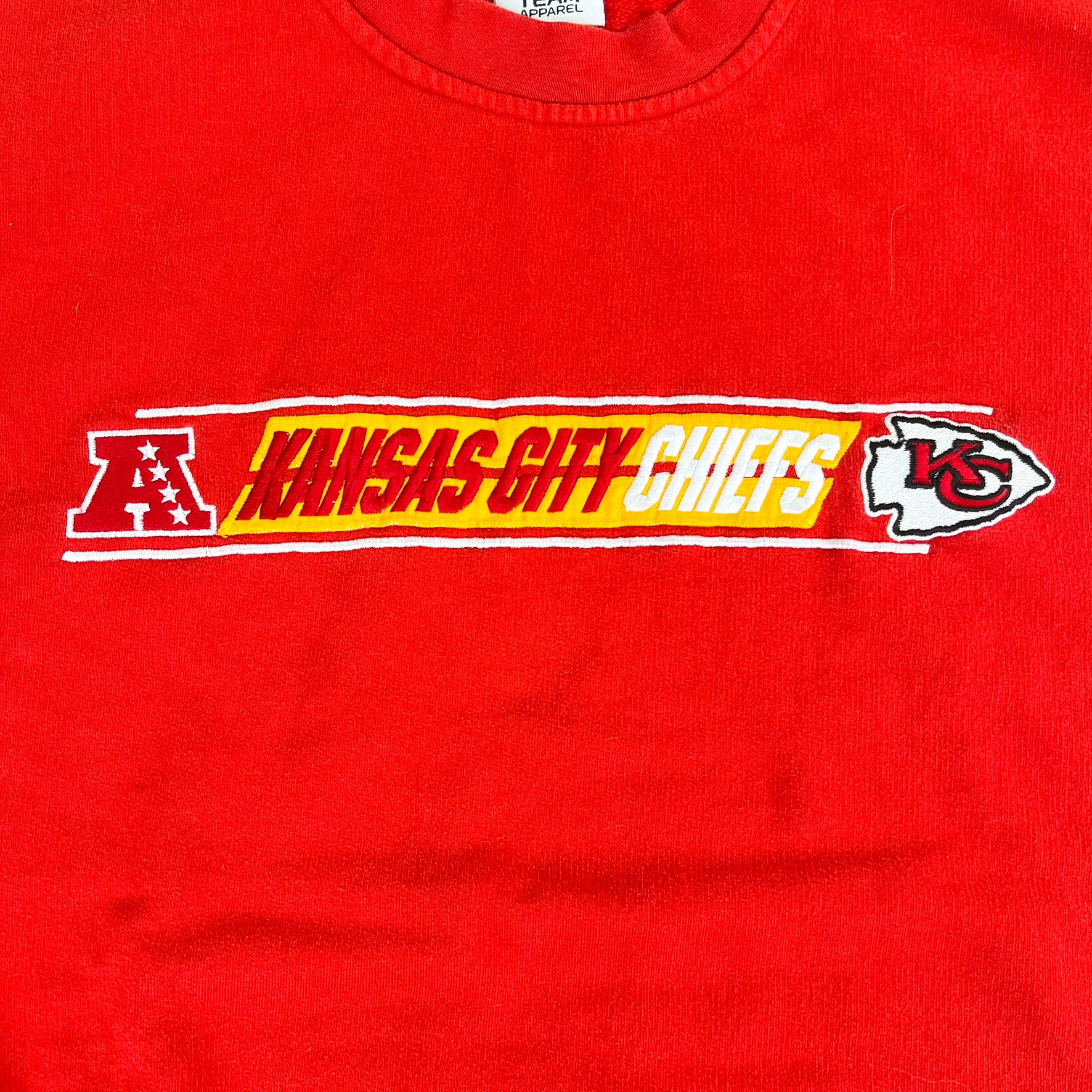 F- Vintage Kansas City Chiefs NFL Embroidered Text Crewneck