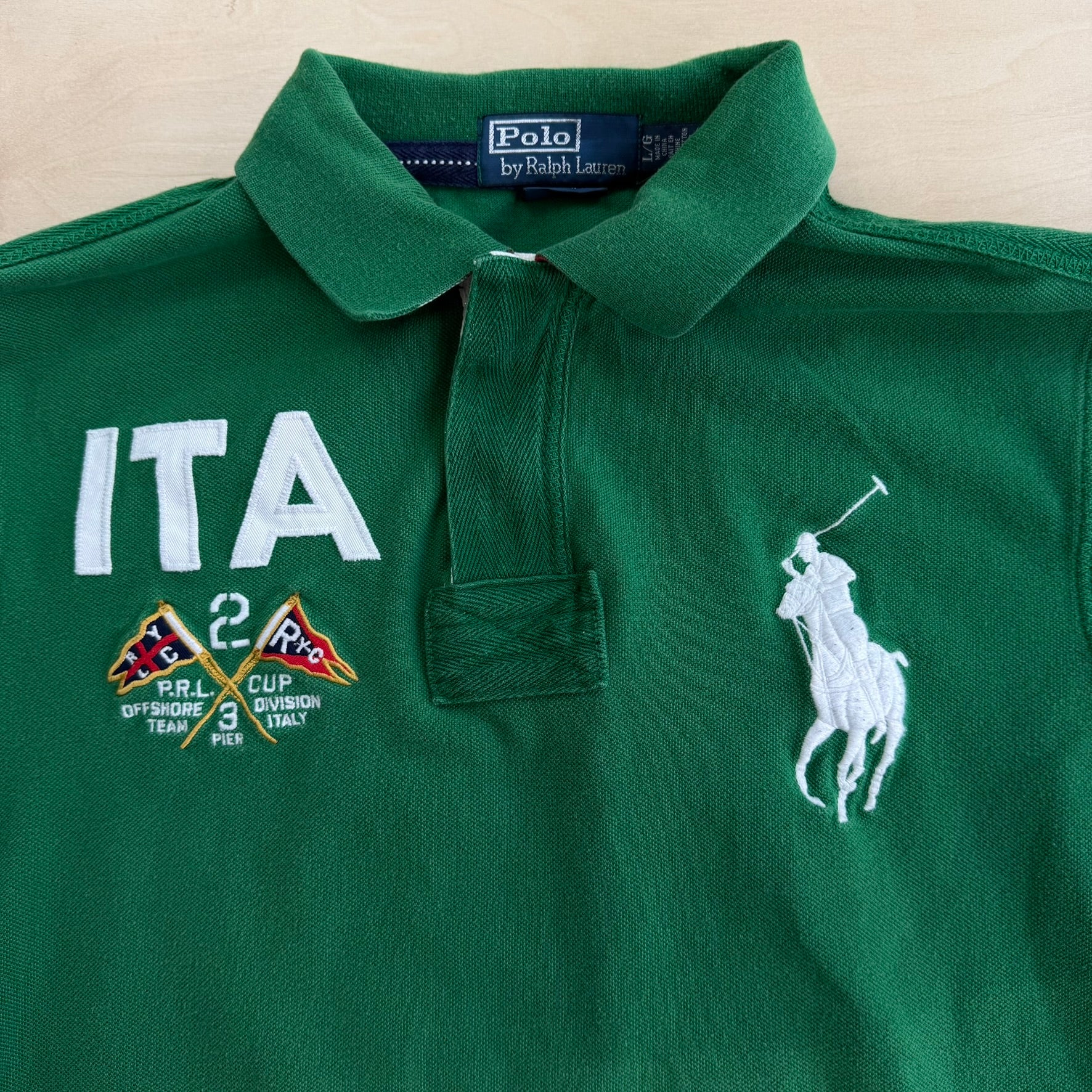 J- Vintage Polo Ralph Lauren Italy Short Sleeve Rugby Shirt - L
