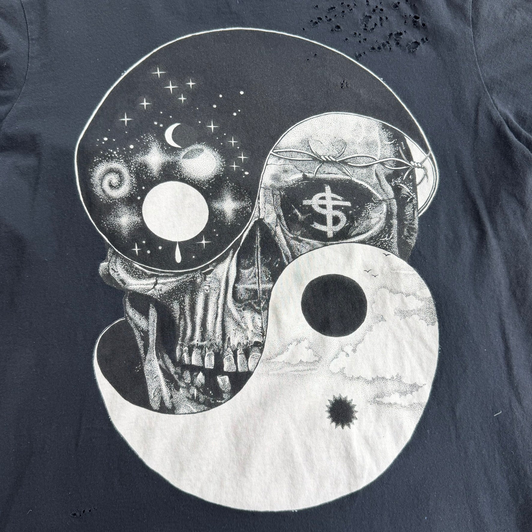 J- All Saints Ying Yang Skull Graphic Tee - M