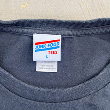Load image into Gallery viewer, F- Vintage Ghostbusters Picture &amp; Text Junk Food Tag Tee
