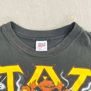 F- Vintage Tazmanian Devil Looney Tunes Motorcycle Graphic Single Stitch Tee