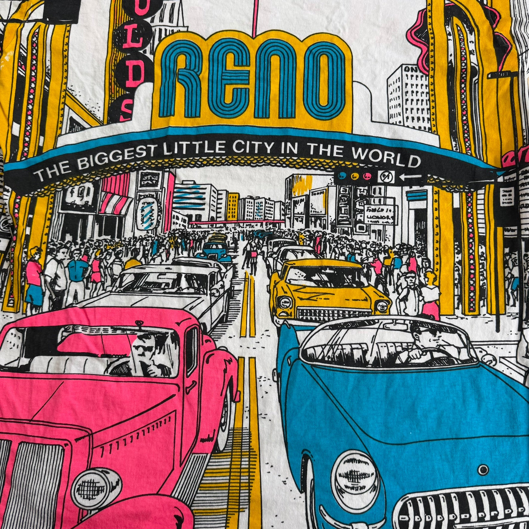 J- Vintage Reno Cruising USA All Over Print Made In USA  Single Stitch Tee - XL