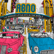 J- Vintage Reno Cruising USA All Over Print Made In USA  Single Stitch Tee - XL