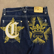 J- Vintage Coogi Embroidered Crown Baggy Jeans - 36x34