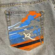 J- Vintage Rocawear Painted Graphic Light Blue Baggy Jeans - 38w