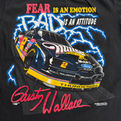 J- Vintage '95 Nascar Dusty Wallace Attitude Care & Lightning Made In USA Single Stitch Tee - L