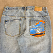 J- Vintage Rocawear Painted Graphic Light Blue Baggy Jeans - 38w