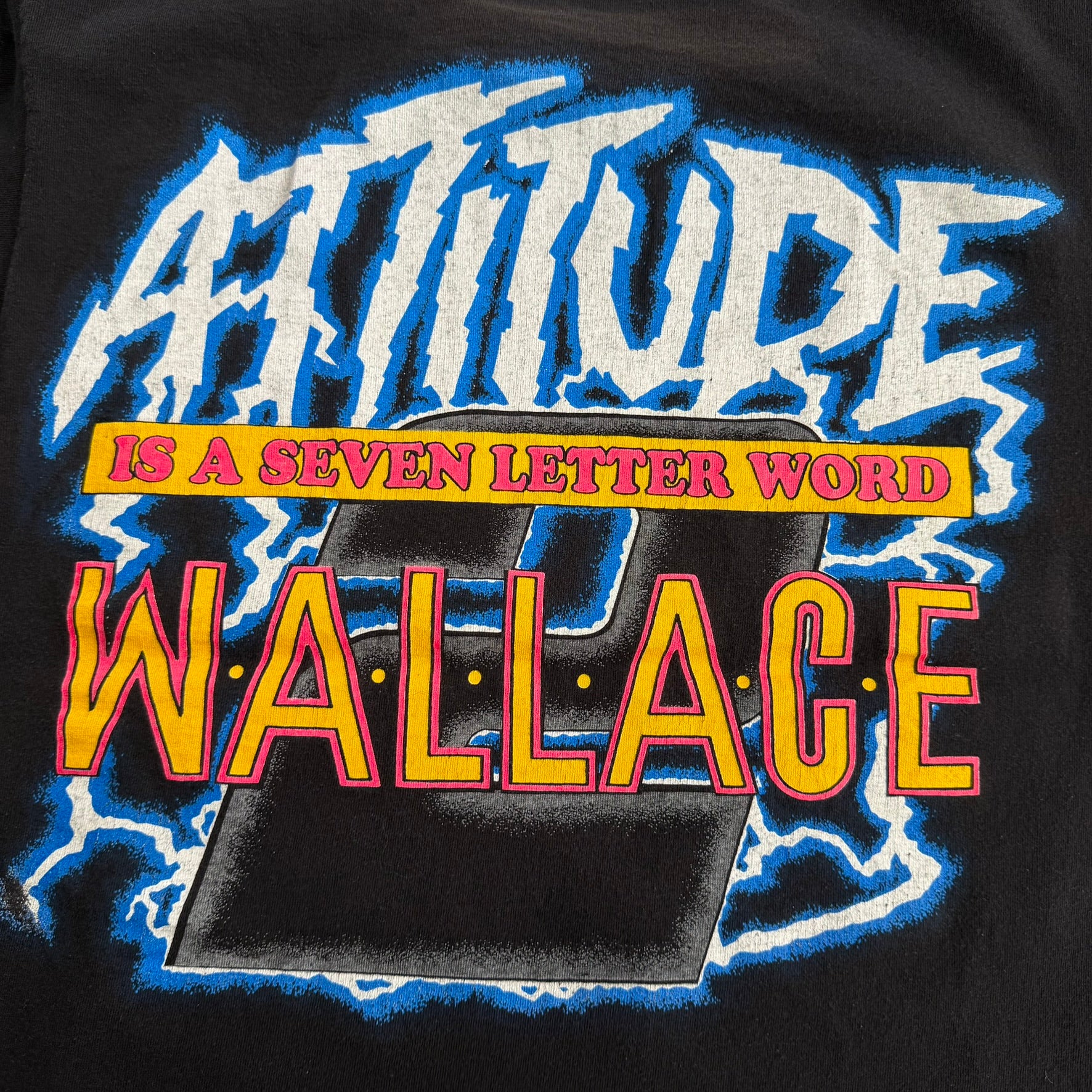 J- Vintage '95 Nascar Dusty Wallace Attitude Care & Lightning Made In USA Single Stitch Tee - L