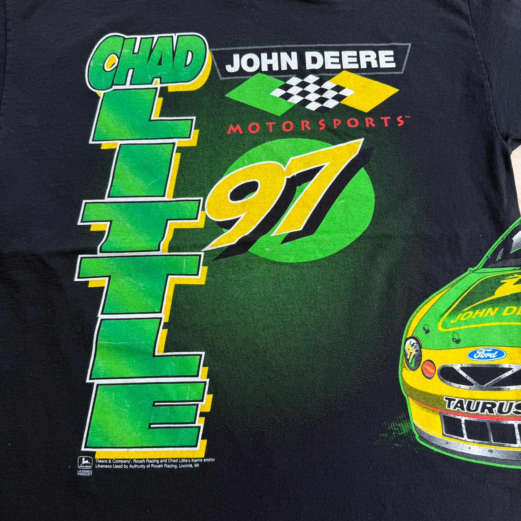 J- Vintage Nascar Chad Little John Deere Motorsports Car Graphic Tee - XL
