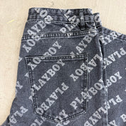 J- Playboy Womens All Over Print Women's Faded Black Jeans - 7w