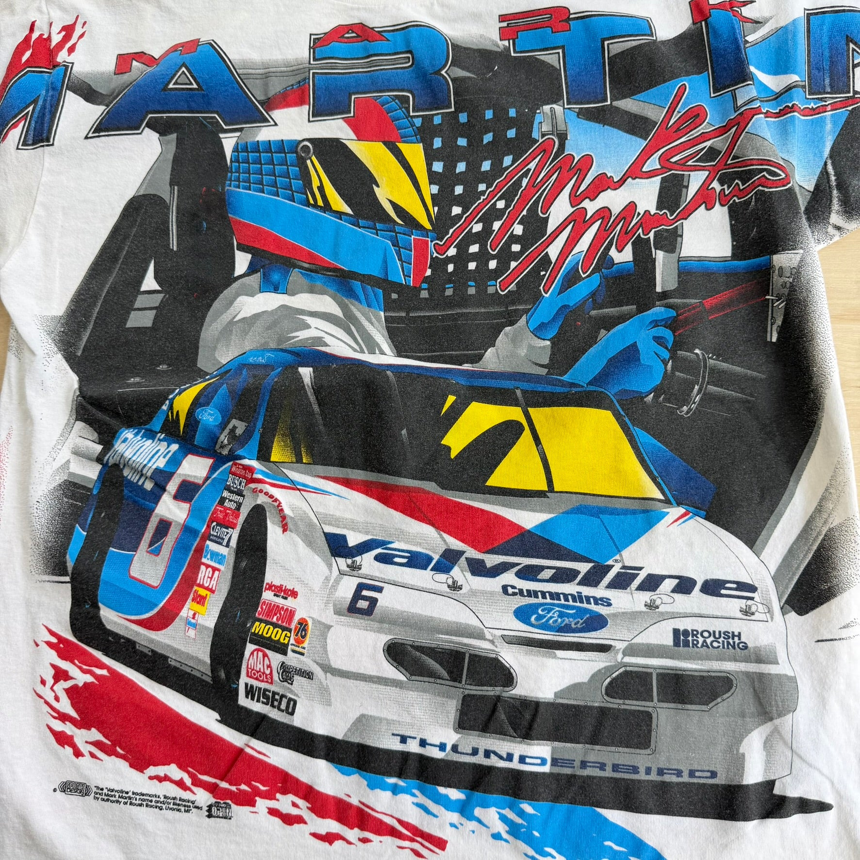 J- Vintage Nascar Mark Martin Valvoline Jumbo Print Graphic Tee - L