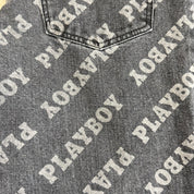 J- Playboy Womens All Over Print Women's Faded Black Jeans - 7w