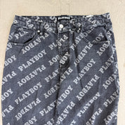 J- Playboy Womens All Over Print Women's Faded Black Jeans - 7w