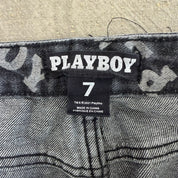 J- Playboy Womens All Over Print Women's Faded Black Jeans - 7w