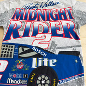 J- Vintage Nascar Rusty Wallace All Over Print Graphic Made In USA Tee - L