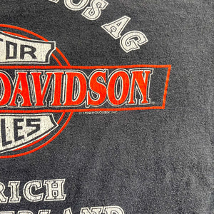 F- Vintage '93 Harley Davidson Zurich Switzerland Single Stitch Tee