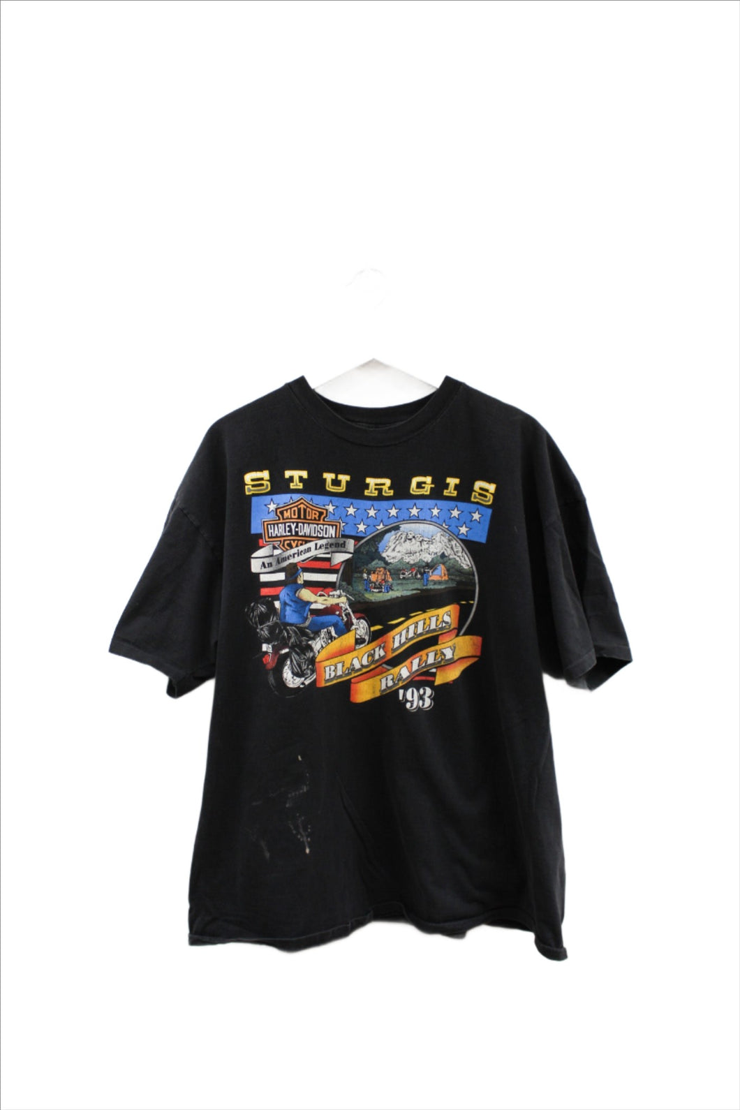 X - Vintage Single Stitch 1993 Harley Davidson Sturgis Bike Week Tee