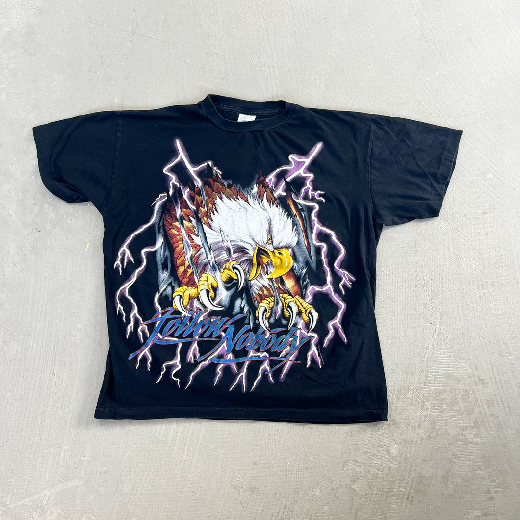 F- Vintage American Thunder Follow Nobody Lightning & Eagle Single Stitch Tee