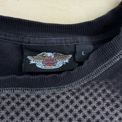 J- Vintage Harley Davidson Y2K Style Skulls Graphic & Text Long Sleeve Tee - L