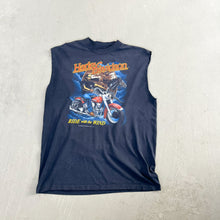 Load image into Gallery viewer, F- Vintage &#39;91 Harley Davidson 3D Emblem Ride The Wind Cut Off Single Stitch Tee
